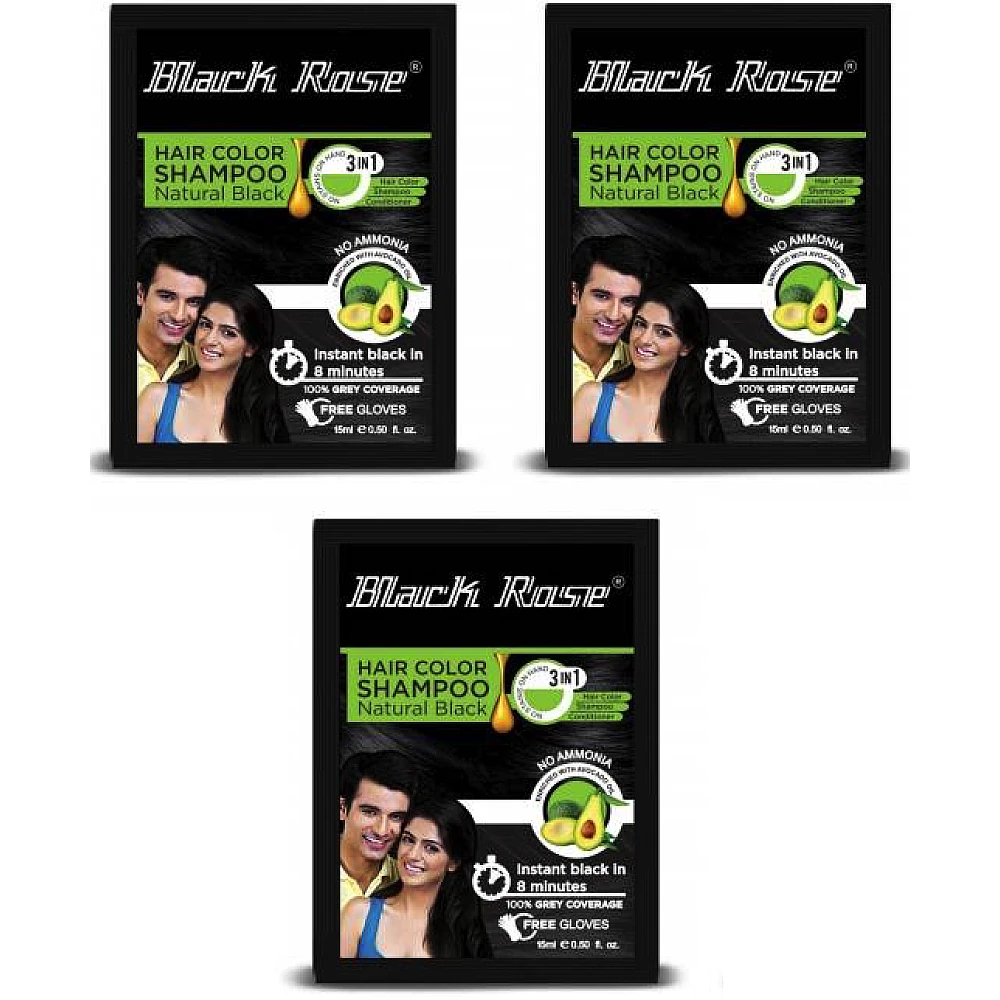 Black Rose - Hair Color Shampoo (Natural Black) 3 Sachets