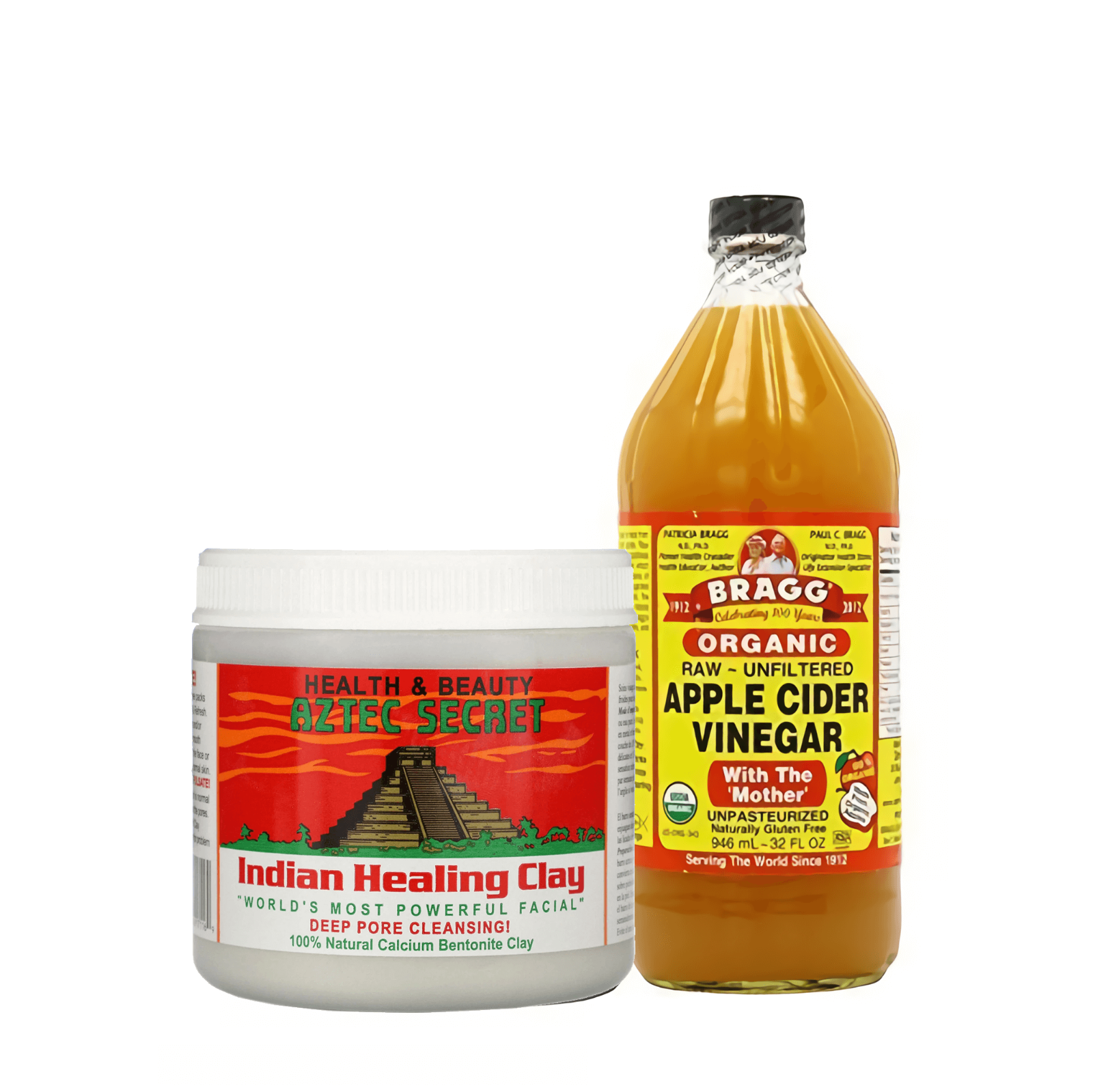 Aztec Secret Indian Healing Clay  454g JAR + BRAGGS Apple Cider Vinegar 473