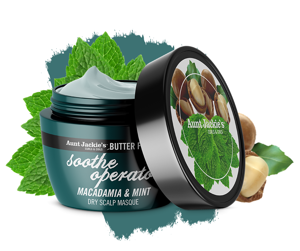 Aunt Jackie's - Butter Fusions Soothe Operator - Macadamia & Mint Dry Scalp Conditioning Masque 8oz